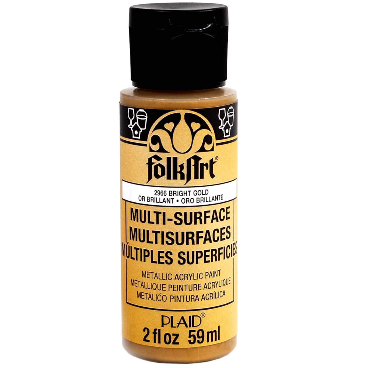Multi-Surface Metallic Acrylic Paint 2 oz in Bright Gold by FolkArt